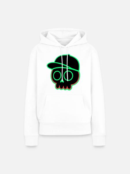 Neon Schädel Cap - Frauen Premium Bio Hoodie - Weiß