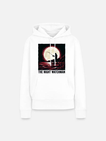 Der Nachtwächter – Nachtfischen bei Vollmond - Frauen Premium Bio Hoodie - Weiß