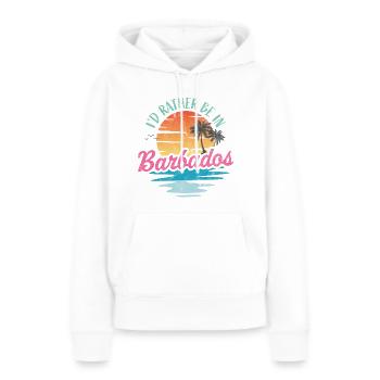 Je préfère être à la Barbade - Sweat à capuche Premium bio Femme - blanc - Devant - Julia (174cm)