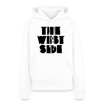 Le côté ouest - Sweat à capuche Premium bio Femme - blanc - Devant - Julia (174cm)