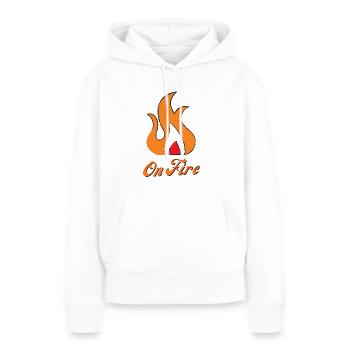 On Fire chaleur braise feu (cadeau pour un ami) - Sweat à capuche Premium bio Femme - blanc - Devant - Julia (174cm)