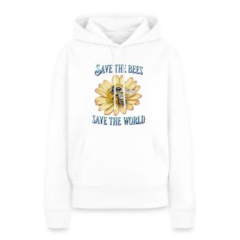 Rettet die Bienen, rettet die Welt - Frauen Premium Bio Hoodie - Weiß - Vorne - Julia (174cm)
