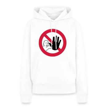 Achtung Hinweis Stop Hand Warnung Warn Schild - Frauen Premium Bio Hoodie - Weiß - Vorne - Julia (174cm)
