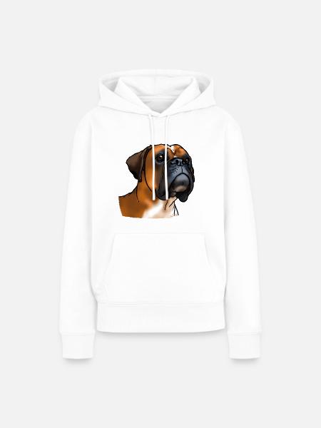 Boxer Hundekopf - Frauen Premium Bio Hoodie - Weiß