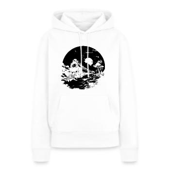 Chemin de fer - Sweat à capuche Premium bio Femme - blanc - Devant - Julia (174cm)