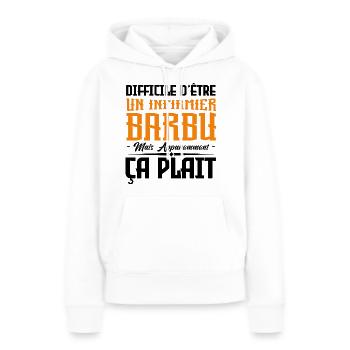 infirmier barbu, citations barbe, cadeau infirmier - Sweat à capuche Premium bio Femme - blanc - Devant - Julia (174cm)