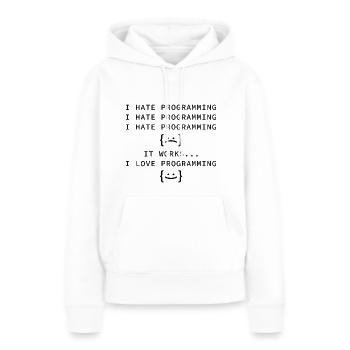 Je déteste la programmation - Sweat à capuche Premium bio Femme - blanc - Devant - Julia (174cm)