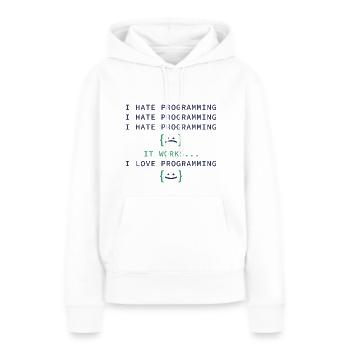 Je déteste la programmation - Sweat à capuche Premium bio Femme - blanc - Devant - Julia (174cm)
