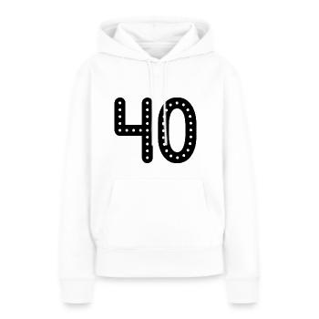 40 JAHRE. 40-jähriges JUBILÄUM. JUBILÄUM 40 JAHRE. 40 - Frauen Premium Bio Hoodie - Weiß - Vorne - Julia (174cm)
