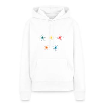 ETOILE. STAR. ETOILES. FÊTE. ANNIVERSAIRE. NOËL. - Sweat à capuche Premium bio Femme - blanc - Devant - Julia (174cm)