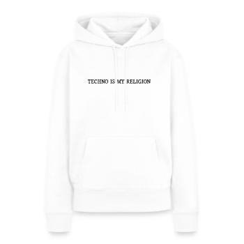 La techno est ma religion est ma religion - Sweat à capuche Premium bio Femme - blanc - Devant - Julia (174cm)