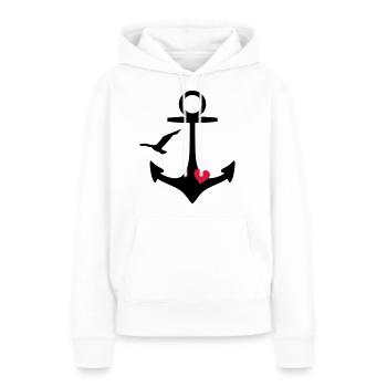 anchor heart and gull mouette et le cœur de - Sweat à capuche Premium bio Femme - blanc - Devant - Julia (174cm)