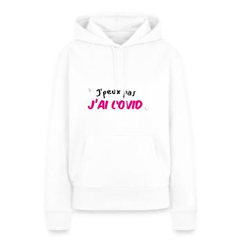 Je peux pas j'ai COVID - Sweat à capuche Premium bio Femme - blanc - Devant - Julia (174cm)