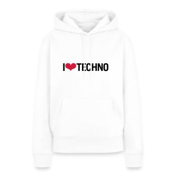 I LOVE TECHNO - Frauen Premium Bio Hoodie - Weiß - Vorne - Julia (174cm)