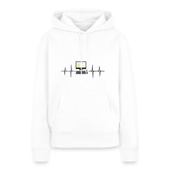 Ordinateur EKG programmeur de rythme cardiaque pc nerd - Sweat à capuche Premium bio Femme - blanc - Devant - Julia (174cm)