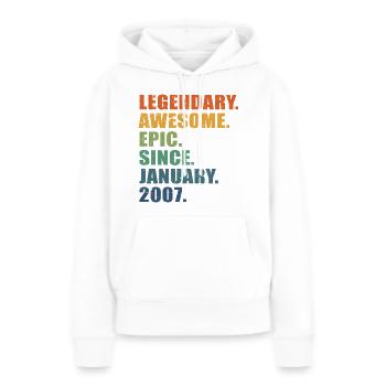 16e anniversaire, janvier 2007, 16e anniversaire - Sweat à capuche Premium bio Femme - blanc - Devant - Julia (174cm)