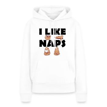J’aime les siestes - Paresseux - Lève-tard - Sweat à capuche Premium bio Femme - blanc - Devant - Julia (174cm)