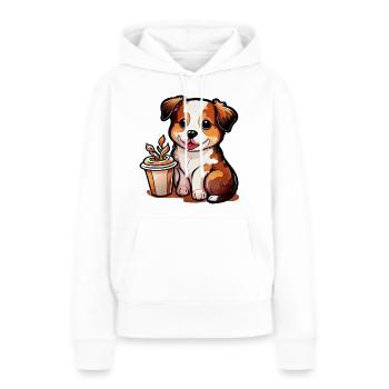 Hündchen mit Kaffee: Der perfekte Begleiter - Frauen Premium Bio Hoodie - Weiß - Vorne - Julia (174cm)
