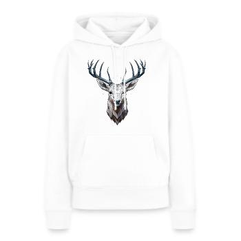 Hirsch Geometrisch - Frauen Premium Bio Hoodie - Weiß - Vorne - Julia (174cm)