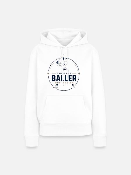 Baseball Baller: Retro-Sportstil - Frauen Premium Bio Hoodie - Weiß