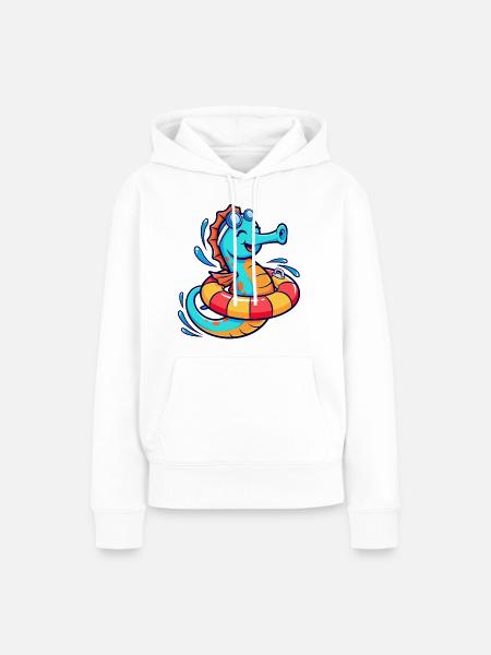 Lustiges Seepferd - Frauen Premium Bio Hoodie - Weiß