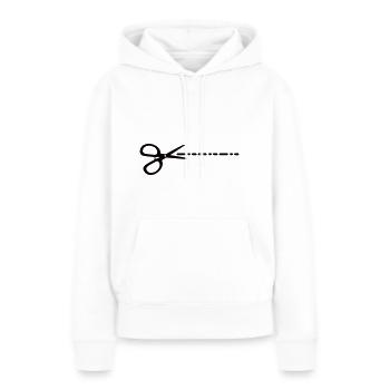 Schere Ausschneiden gestrichelte Linie - Frauen Premium Bio Hoodie - Weiß - Vorne - Julia (174cm)