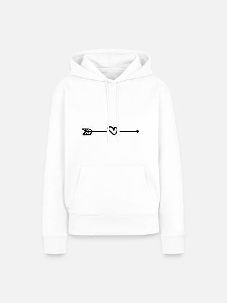 Herzpfeil Herz - Frauen Premium Bio Hoodie - Weiß