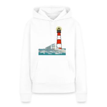 Leuchtturm im Sturm - Frauen Premium Bio Hoodie - Weiß - Vorne - Julia (174cm)