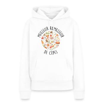 Cèpe Champignons champignon Ramasseur Cueillette - Sweat à capuche Premium bio Femme - blanc - Devant - Julia (174cm)