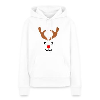 Rentier Gesicht Geweih rote Nase Weihnachten - Frauen Premium Bio Hoodie - Weiß - Vorne - Julia (174cm)