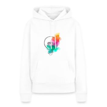 L'ampoule aux taches de couleurs - Sweat à capuche Premium bio Femme - blanc - Devant - Julia (174cm)