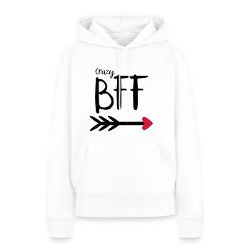 BFF Crazy Pfeil coeur rouge Partenaire Partenaire T.2 - Sweat à capuche Premium bio Femme - blanc - Devant - Julia (174cm)