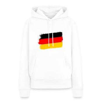 Drapeau de l’Allemagne Drapeau allemand Utilisé Look Homeland - Sweat à capuche Premium bio Femme - blanc - Devant - Julia (174cm)