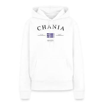 La Canée, Grèce – Souvenir et cadeau de vacances - Sweat à capuche Premium bio Femme - blanc - Devant - Julia (174cm)