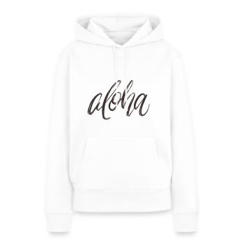 Aloha Proverbe - Sweat à capuche Premium bio Femme - blanc - Devant - Julia (174cm)