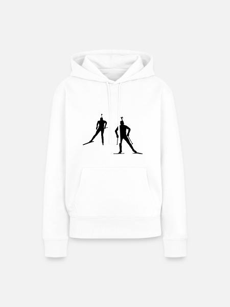 Biathlon, Biathlet, Skilanglauf, Langlaufen - Dame Premium hoodie, økologisk bomuld - hvid