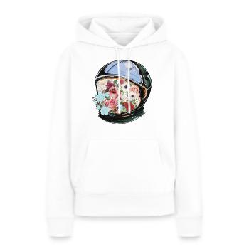 In Blüte - Frauen Premium Bio Hoodie - Weiß - Vorne - Julia (174cm)