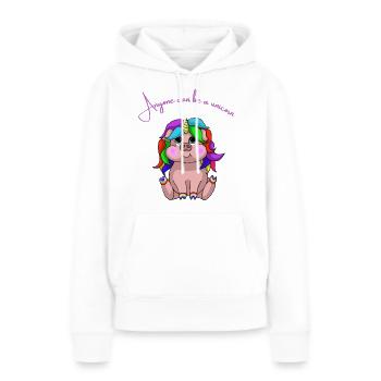 N’importe qui peut être une licorne - Sweat à capuche Premium bio Femme - blanc - Devant - Julia (174cm)