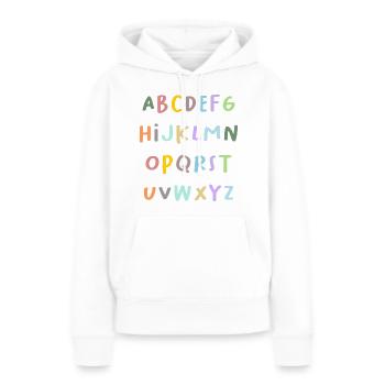 ALPHABET. ABÉCÉDAIRE. VIVE LA RENTRÉE. RENTRÉE DES - Sweat à capuche Premium bio Femme - blanc - Devant - Julia (174cm)