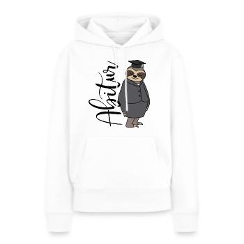 Abschluss Faultier Frau Abi Schulabschluss Abitur - Frauen Premium Bio Hoodie - Weiß - Vorne - Julia (174cm)