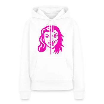 Contraste du visage divisé - Sweat à capuche Premium bio Femme - blanc - Devant - Julia (174cm)