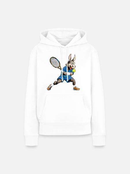 Esel Tennis - Frauen Premium Bio Hoodie - Weiß