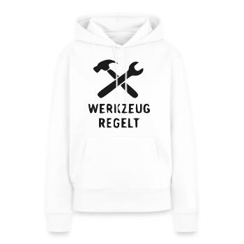 Werkzeug Regelt Design - Frauen Premium Bio Hoodie - Weiß - Vorne - Julia (174cm)