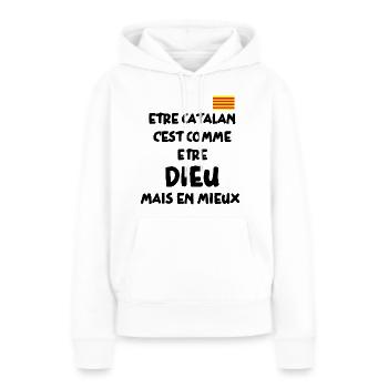 Catalan - Sweat à capuche Premium bio Femme - blanc - Devant - Julia (174cm)
