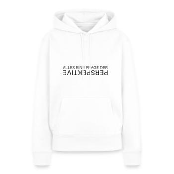 PERSPEKTIVE - Frauen Premium Bio Hoodie - Weiß - Vorne - Julia (174cm)