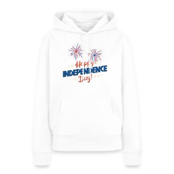 4 juillet, Joyeux Jour de l’Indépendance - Sweat à capuche Premium bio Femme - blanc - Devant - Julia (174cm)
