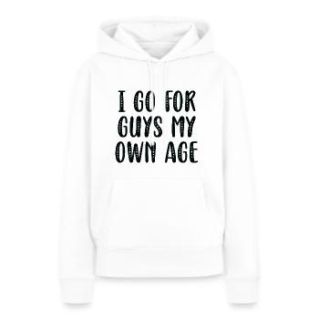J’opte pour des gars de mon âge - Sweat à capuche Premium bio Femme - blanc - Devant - Julia (174cm)