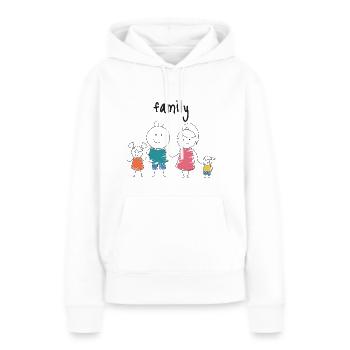 Famille père cadeau mère fête des mères fête des pères - Sweat à capuche Premium bio Femme - blanc - Devant - Julia (174cm)