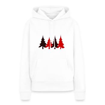 Sapin noir rouge - 4 sapins - Sweat à capuche Premium bio Femme - blanc - Devant - Julia (174cm)