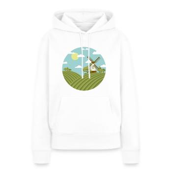Moulin à vent, moulin à vent en Hollande - Sweat à capuche Premium bio Femme - blanc - Devant - Julia (174cm)